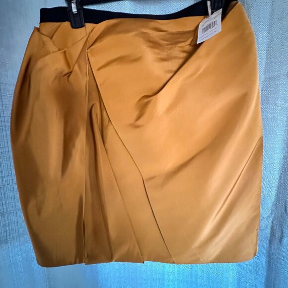 Designer Gold Pencil Skirt - Jason Wu 100% Silk - Picture 1 of 8